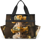 Funny Rabbit Garden Tool Bag Organizer Heavy Duty Floral Rabbit Gardening Tote Bag with 10 Pockets for Women Men Gardening Gifts by Home