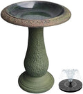 Pedestal Birdbath with Solar Fountain, Resin Stone Composite Outdoor Garden Decor, Standing Bird Bath for Outside Patio Yard, 23-Inch Tall, Garden Fountain, Resin Bird Baths, Hummingbird Bowl by Austram