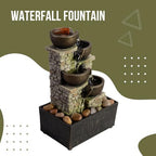 Haobos Indoor Waterfall Fountain 4-Tier Cascading Bowl Home Décor Relaxation Water Zen Meditation Tabletop Fountain Artistic Desk Fountains with LED/Rocks Home/Office Decoration - Image 2