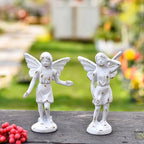Sungmor Cast Iron Angel Statue Garden Fairy Figurines, 2 Pack Rustic White - Image 5