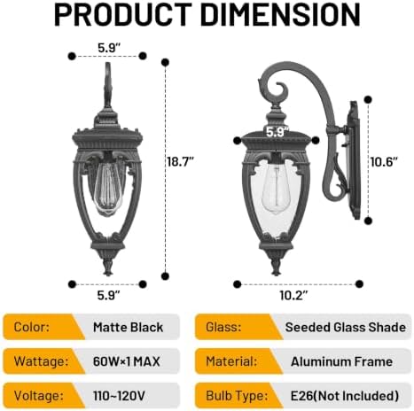 Porch Lights Outdoor Wall Lights Exterior Sconce Light Fixtures - Image 3