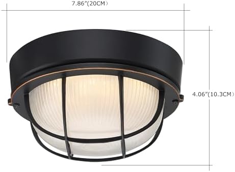 2Pack Oil Rubbed Bronze 8" Nautical Outdoor Light Fixture - Round Bulkhead LED Light 3000K, 1500LM, 15W Oil Rubbed Bronze Nautical Bulkhead Sauna & Dock Light for House - Image 2