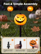 10.5FT Halloween Pumpkin Pathway Lights, 5PK LED Pumpkin Light Decor - Image 4