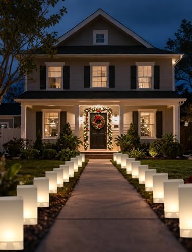 10PK Christmas Pathway Lights, 16FT LED Luminary Bag Lights - Image 3