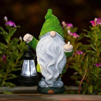 Garden Gnome 11.8 in, Funny Gnomes with Solar Lantern for Patio Decor Yard Christmas Fairy Garden Gift, Garden Statues Outdoor Clearance by HOME