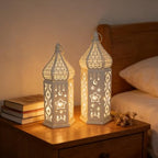 Moroccans Lanterned Decorative,Golden Metal Candle Holder for Hanging Tabletop,Outdoor Indoor Halloween Ramadans Decors - Image 6