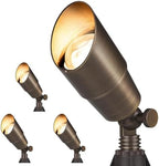Gardencoin Solid Brass Outdoor Landscape Spotlights, 12V Heavy Duty LED Low Voltage Spot Light Waterproof for Garden and Yard Uplighting, Bronze Accent Lighting Fixture, Without MR16 Bulb 4 Pack by Gardencoin