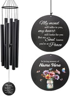 Sympathy Wind Chimes, Personalized Name Sympathy Gifts, Colorful Flower Butterfly Memorial Wind Chime for Loss of Loved Dad/Mom, Black Wind Chimes for Condolences by ExtrabilyOfficial