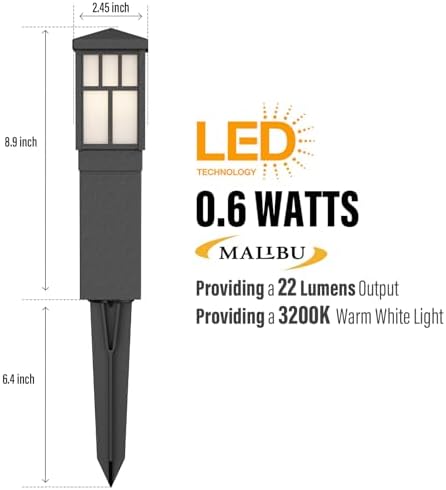 Malibu C Outdoor Pathway Light LED Low Voltage Landscape Lighting Mission Collection Bollard Path Lights Decoration Garden Light 8419-4321-01 - Image 2