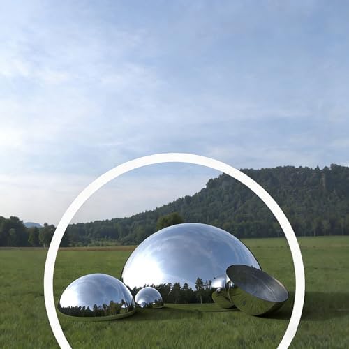 1pcs Hollow Hemisphere Ball Gazing Ball, Stainless Steel Garden Mirror Globe for Home Outdoor Garden Pool Shopping Mall Wall Decoration (Silver)(Size:11.81in/30cm) - Image 5