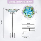 MUMTOP Glass Bird Bath, Peacock Outdoor Birdbaths with Metal Stake Green - Image 4