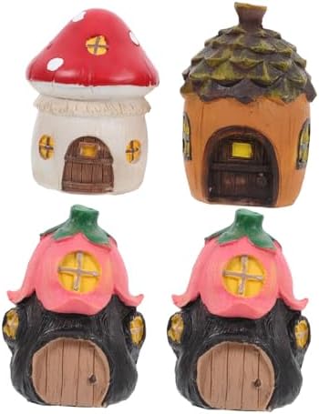 BESPORTBLE 4pcs Miniature Fairy Garden Accessories Set Micro Landscape Decor Flower and Leaf Figurines for Indoor Decoration by BESPORTBLE