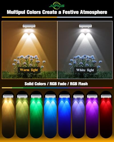 JOFIOS Solar Fence Lights 8 Pack, 50 Lumens Outdoor Fence Solar Lights with 12 Modes RGB Color Glow LED Solar Lights Outdoor Waterproof for Patio, Backyard, Deck, Fence, Railing. （White Shell） - Image 6