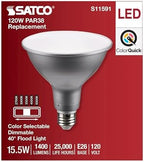 Satco S11591; 15.5 Watt PAR38 LED; Medium Base; Silver Finish; CCT Selectable; 120 Volt; 40 Degree Beam Angle; 15.5PAR38/LED/5CCT/FL/120V for Office, Store, Residencial, Commercial 6 LED Bulbs - Image 4