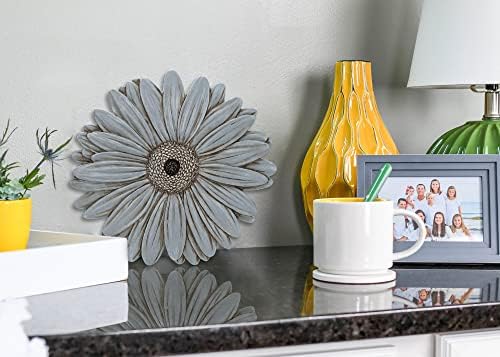 Magnolia Garden Gray Daisy Garden Stepping Stone, 12 Inch Resin Outdoor Decorative Stone with Dimensional Daisy Relief Design, Neutral Floral Garden & Walkway Décor - Image 5