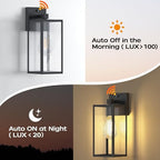 13" Dusk to Dawn Exterior Lighting Fixture, Outdoor Porch Light Wall Sconce - Image 2
