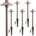 Gardencoin Solid Brass Low Voltage Landscape Pathway Lights (6.7'' Shade, 21.9'' Tall), 12V AC/DC Heavy Duty LED Path Lights Outdoor Wired, Antique Bronze Walkway Lights Without G4 Bulb, 6 Pack by Gardencoin