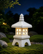 Nacome Solar Pagoda Garden Statues: 15.7-Inch Gray Outdoor Zen Decor by Nacome