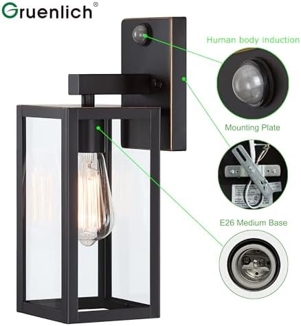 GRUENLICH Outdoor Wall Light Fixture Dusk to Dawn, PIR Motion - Image 2