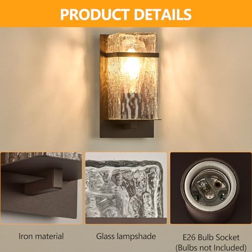 2-Pack Outdoor Wall Sconce,Brown Waterproof Exterior Lighting - Image 3