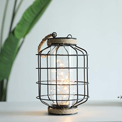 JHY DESIGN Metal Cage LED Lantern Battery Powered,9.4" Tall Cordless Accent Light with 20pcs Fairy Lights Great for Weddings Parties Patio Events Indoors Outdoors. - Image 2