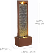 Teamson Home 38.5" Faux Slate Outdoor LED Waterfall Fountain, Red Rock - Image 6