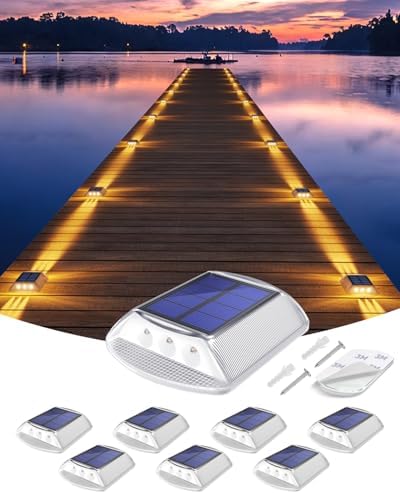 DetarZinLED Solar Deck Lights Outdoor IP68 Waterproof 8 Pack Amber Warm by DetarZinLED