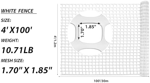 PotatoLife 4'x100' Plastic Mesh Fence for Garden with 100 Zip Ties, White - Image 3