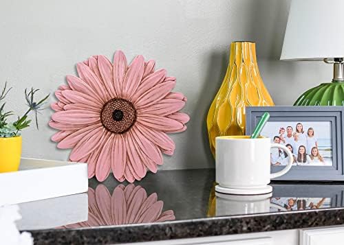 Magnolia Garden 12-Inch Sculpted Pink Daisy Decorative Stepping Stone – 3D Floral Resin Garden Walkway Tile – Elegant Blush Flower Outdoor Accent - Image 5