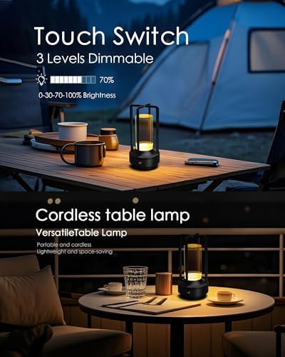 Set of 2 Cordless Table Lamps Rechargeable Desk Lamps Black - Image 5