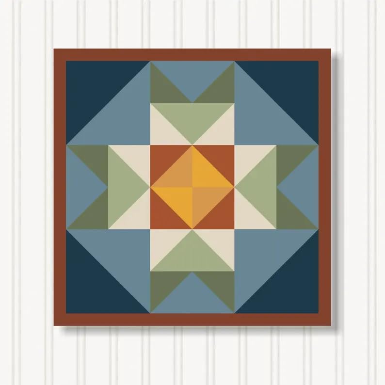 BARN QUILT Block, Beautiful Outdoor or Indoor Square, 7 Sizes, Wall Art Decor, Barn Quilt Sign, Barn Quilt Design BQ131-16 (46" X 46") Shipped in 4-23" Pieces by SignStuffInc