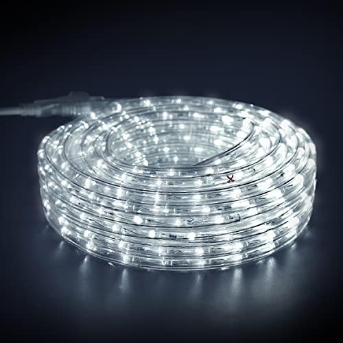 Rope Lights Outdoor Waterproof Daylight White: LED 20FT Cuttable Outside Bright 110V Lighting Connectable Flexible Plug Cool Clear Tube, Indoor Deck Patio Xmas Camping Decor, Not Flat Strip by Guotongiscommittedtocreatingthequalitydecorativeledlights
