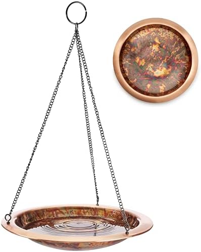Good Directions Hanging Fired Torched Bird Bath for Outside Backyard, Outdoor, Patio, Garden, Birdbath Gift for Bird Lovers Watchers, Small 13" Copper Metal by GoodDirections