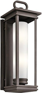 Kichler South Hope 28" 2 Light Outdoor Wall Light with Satin Etched Cased Opal Glass in Rubbed Bronze - Image 4