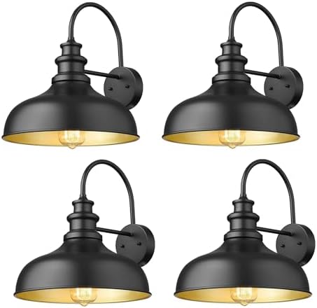 Outside Barn Light,Farmhouse Porch Light,4 Pack Black Outdoor Wall Light by bestshared