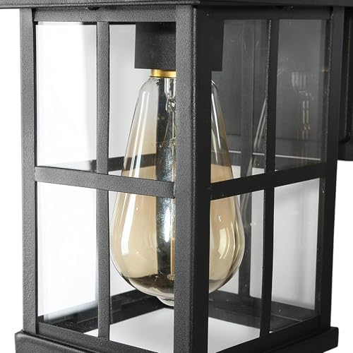 LALUZ Black Outdoor Wall Sconce Lights, Modern Farmhouse Porch Lights Outdoor Wall Mounted with Clear Glass, Waterproof Anti-Rust Exterior Outside Lantern Light Fixtures for Garage Patio Yard - Image 6