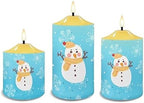 Cozeyat Flickering Flameless Candles with Remote, Long Lasting LED Tea Lights with Timer, Cute Winter Snowman Design Ivory Pillar Battery Operated Candles for Christmas Decoration - Image 2