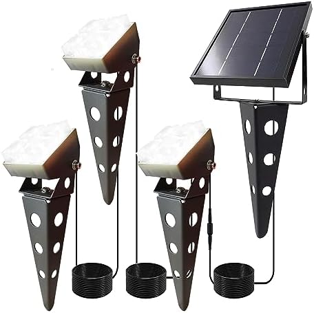 Solar Spot Lights Outdoor Waterproof IP65 Landscape Spotlights with Metal Stake 42ft Cable 3-in-1 Cool White Auto On/Off Dusk to Dawn Uplights for Flag Pole Trees Garden Yard Landscape Downlight by Sunlife