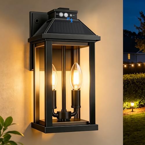 Solar Porch Lights Outdoor with Motion Sensor, Dusk to Dawn Waterproof Solar Wall Light with 3 Lighting Modes, Wall Sconce Light fixtures for Home Garage Porch Yard Front Door by Beikingsun