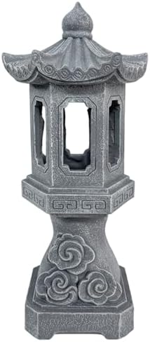 Pagoda Lantern Pagoda Garden Statue, Resin Solar Japanese Lantern, Decorative Zen Garden Landscape for Yard Patio Lawn, Style2 - Image 2
