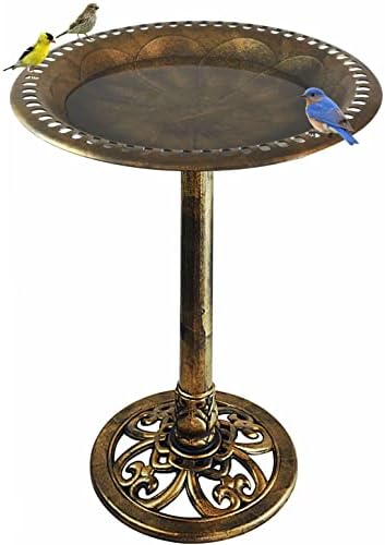 Westcharm 28 Inch Lightweight Poly Resin Outdoor Birdbath for Outside with Decoration Pedestal Base Stand - Pedestal Bird Bath for Outdoors Yard and Garden - Antique Bronze by Westcharm