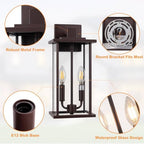 16 Inch 2-Light Brushed Bronze 2 Pack Large Outdoor Wall Sconce - Image 3