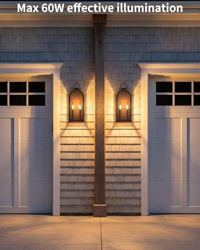 17" Outdoor Wall Lights 2-Light Lantern Black Exterior Lighting Fixtures - Image 2