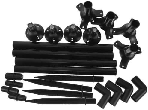 4 Sets Solar Light Mounting Poles with Bases, Black ABS by DIYEAH