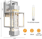 PARTPHONER Modern Outdoor Light Fixtures Dusk to Dawn Outdoor Lighting 2 Pack, 15" Exterior Wall Sconce Waterproof Outside Porch Light for House with Water Glass for Garage Doorway Silver - Image 4