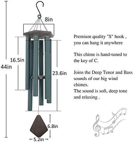 Large Wind Chimes for Outside 44 inch Green Deep Tone Garden Gift Outdoor - Image 3