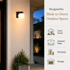 Alighting Dusk to Dawn Outdoor Wall Sconce, Black Globe Porch Light - Image 2