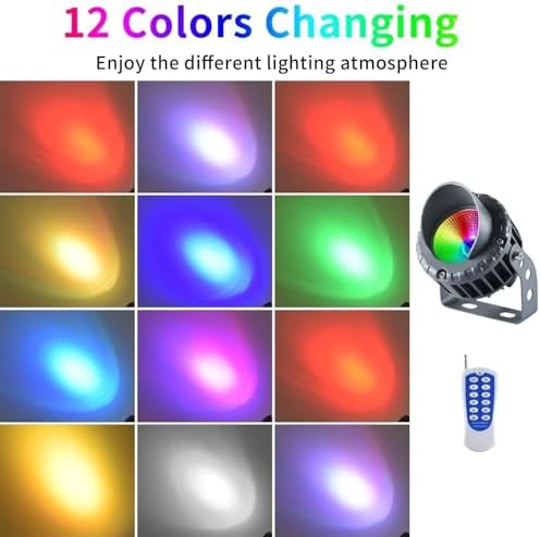 Led Beam Light - RGB Color Changing Rotation Spotlight, AC12V COB Tree Outdoor Flood Light, Garden Villa Courtyard Lawn Landscape Light(24w) - Image 5