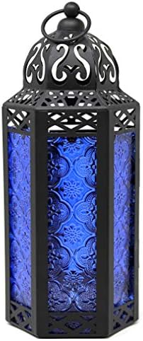 Vela Lanterns Decorative Indoor Candle Holder Table Centerpieces - Moroccan Hanging Outdoor Patio & Porch Home Decor, Turkish Floor Lamp for Wedding, Ramadan (Extra Large 16", Cobalt Blue Glass) - Image 4