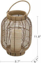 Elegant Poly Rattan Outdoor Lantern with Warm White LED Candle for Patio, Deck, and Garden Decor (Brown + Plastic+Rattan-2) - Image 7